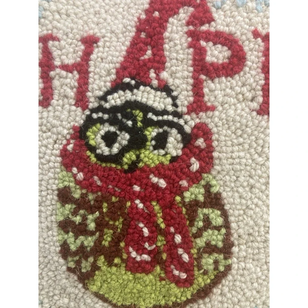 Happy Owlidays Hooked‎ Christmas Owl Snowflake Holiday Throw Pillow 16 in